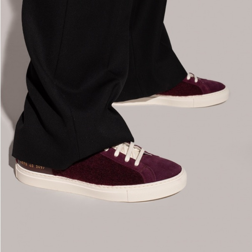 Common Projects Women’s Retro Wool Achilles Burgundy Sneakers Size 38 EU